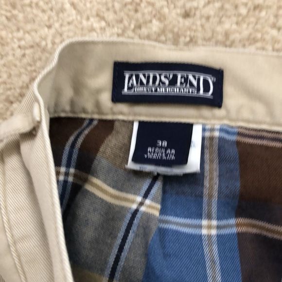 Lands End Fully Flannel Lined Khaki Tan Pants - Picture 2 of 5